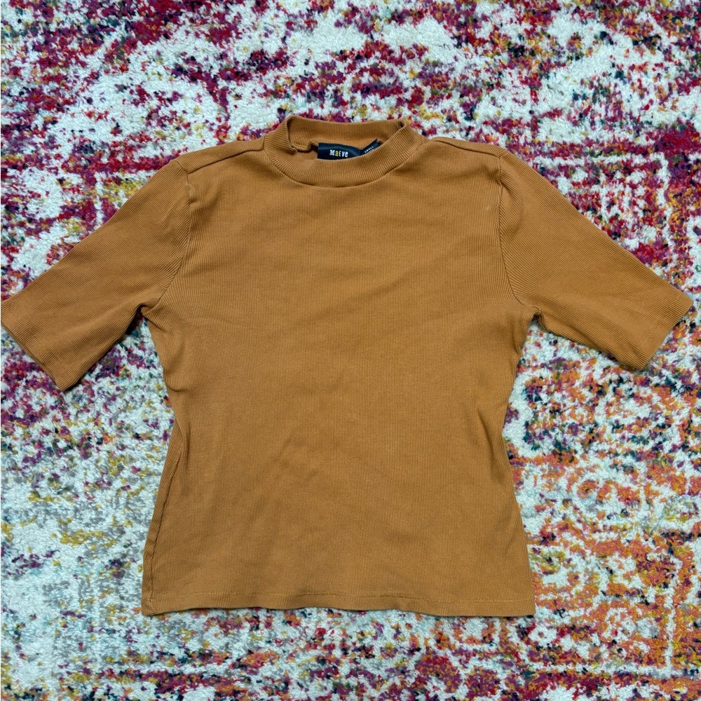 Maeve by Anthropologie Camel Brown Mock Neck Top